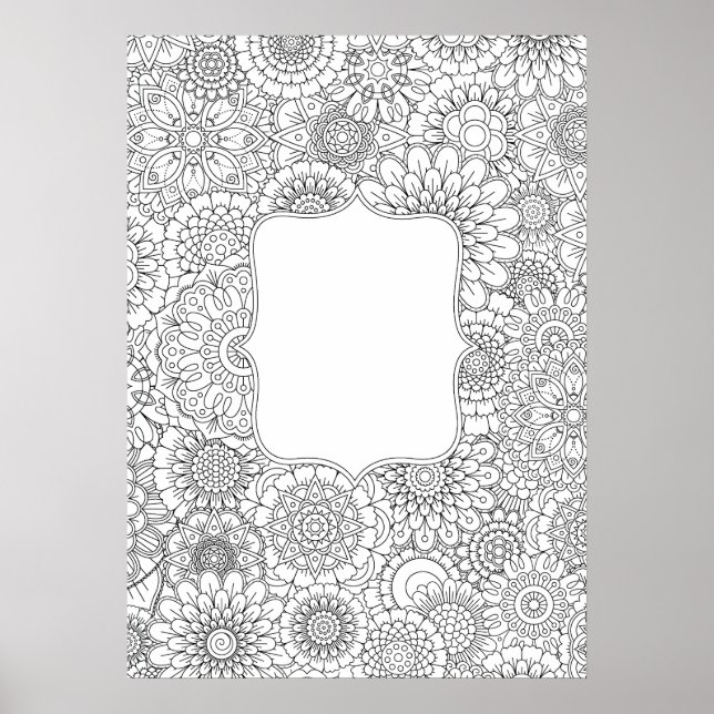 Adult Colouring Flowers DIY Poster (Large 20x28") (Front)