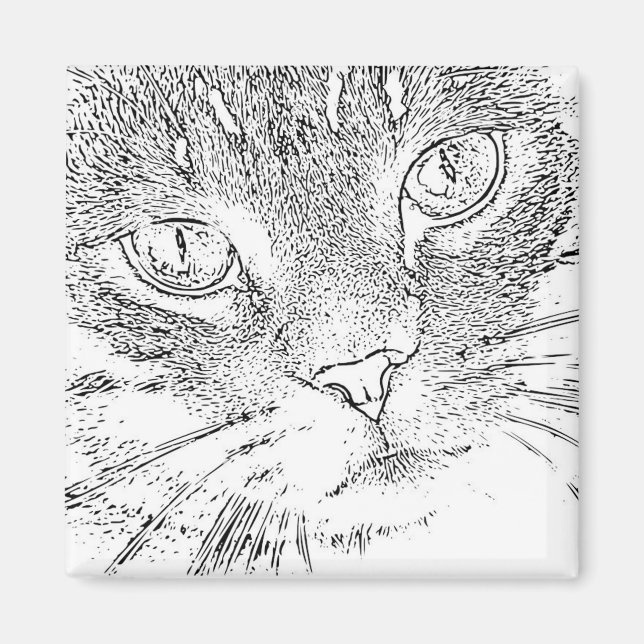 Adult Colouring Magnet: Cat Face Magnet (Front)