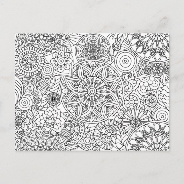 Adult Colouring Mandalas Shapes Pattern Postcard (Front)