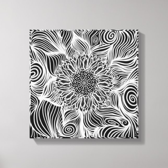 Adult colouring modern abstract sunflower canvas print (Front)