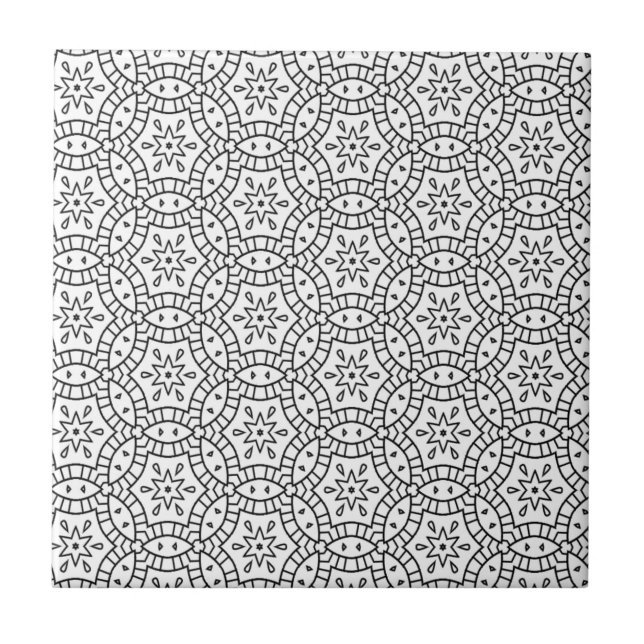 Adult Colouring Page Pattern Design Tile (Front)