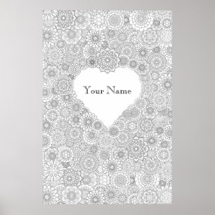 Adult Colouring Personalized Heart Poster (Large)