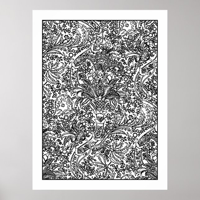 Adult Colouring Poster Morris Indian Pattern (Front)