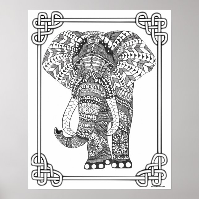 Adult Colouring Poster "Proud Elephant Art" (Front)