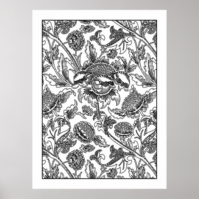 Adult Colouring Poster William Morris Sunflowers  (Front)