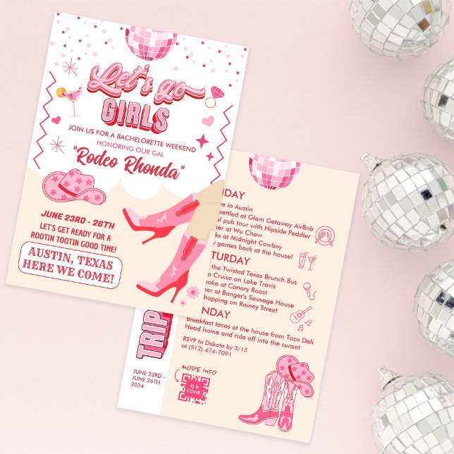 Adult Disco Cowgirl Bachelorette Weekend Invitation (Creator Uploaded)