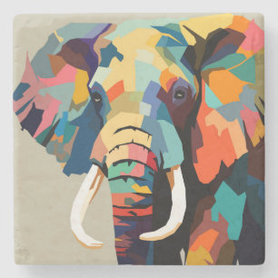 Adult elephant pop art Stone Coaster