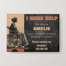 Adult Emergency Medical Tag ID - Contact Info