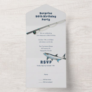 Adult Fishing Themed Birthday Party All In One Inv All In One Invitation