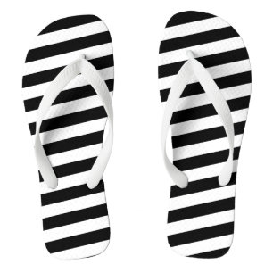 Adult Flip Flops-Black & White Stripes Flops