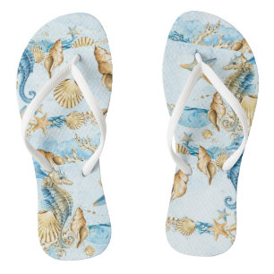 Adult Flip Flops, Fun Beach Vacation Pattern Flops