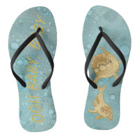Adult Flip-Flops "Gold Dolphin Mommy and Baby"