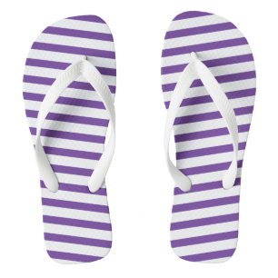 Adult Flip Flops-Purple & White Stripes Flip Flops