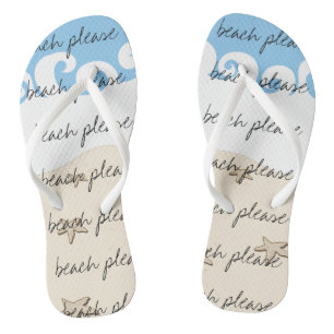 Adult Flip-Flops "Star Shells, Beach Please" Flip Flops