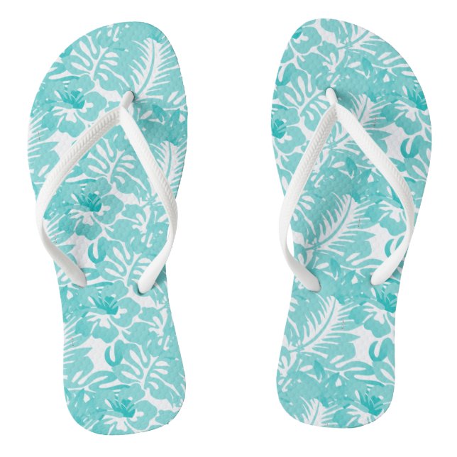 Adult Flip Flops-Tropical Flowers Flops (Footbed)