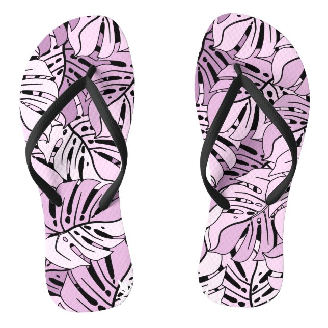 Adult Flip Flops-Tropical Leaves Flip Flops (Footbed)