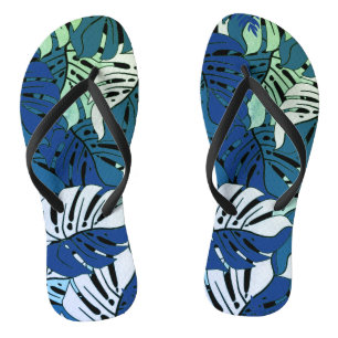 Adult Flip Flops-Tropical Leaves Flops