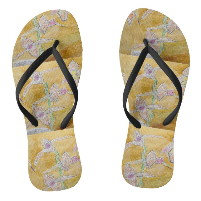 Adult Flip Flops with botanical design (Footbed)