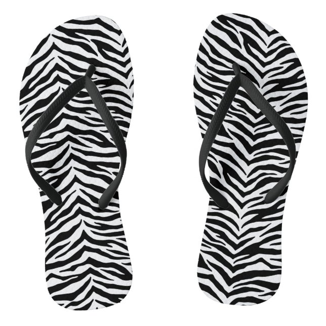 Adult Flip Flops-Zebra Print Flops (Footbed)