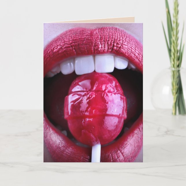ADULT FLIRTY FOR HUSBAND LIPS LOLLIPOP GREETING  CARD (Front)