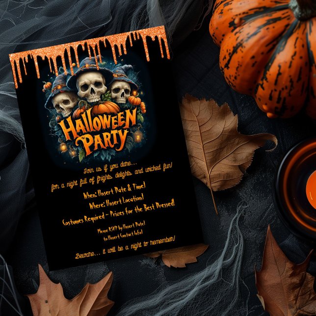 Adult Fun Halloween Skull Costume Party  Invitation (Creator Uploaded)
