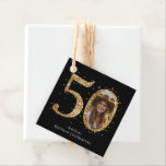 Adult Gold Glitter 50th Birthday Photo Favour Tags<br><div class="desc">50th Birthday Gold Glitter Photo party template. Available as a digital download printable.
Custom,  personalized,  editable download</div>