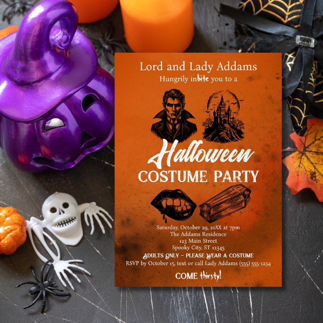 Adult Halloween Costume Party Vintage Vampire Invitation (Creator Uploaded)
