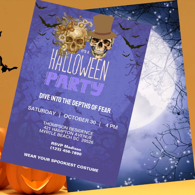 Adult Halloween Gothic Skull Party   Invitation (Creator Uploaded)