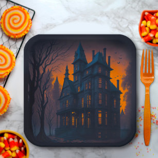 Adult Halloween Haunted Mansion Party Paper Plate