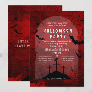 Adult Halloween Party Invitation - Red & Black
