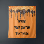 Adult Halloween Party Photo Booth Backdrop Prop Tapestry<br><div class="desc">orange and black glitter sparkle,  personalized halloween party photo prop,  drip halloween party glitter backdrop,  photo booth banner tapestry prop,  halloween birthday party back drop,  black and orange baby shower,  custom fall anniversary party backdrop,  custom halloween party backdrop,  scary adult halloween birthday party,  halloween party back drop background</div>
