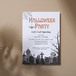 Adult Halloween Party Vintage black Graveyard Invitation