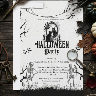Adult Halloween Party Vintage Gothic Skeleton Invitation