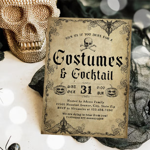 Adult Halloween Party Vintage Gothic Skull Invitation