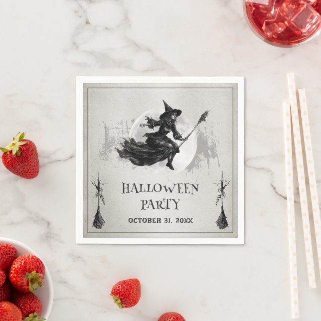 Adult Halloween Party Vintage Gothic Witch Napkin (Insitu)