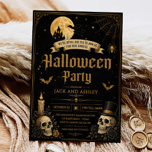 Adult Halloween Party Vintage Skull  Invitation