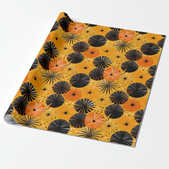 Adult Halloween Wrapping Paper Mid-Century Modern  (Unrolled)
