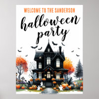 Adult Haunted House Halloween Party Sign