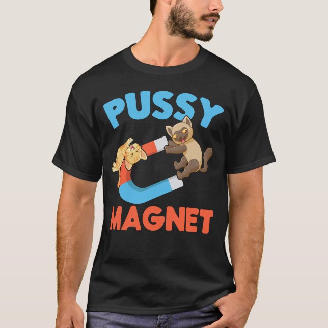 Adult Humour Men Women Cat Magnet T-Shirt (Front)