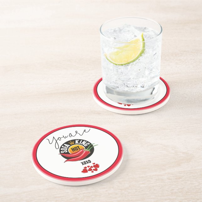 Adult Humour Sofa King Hot Valentine's Day Coaster (Side)