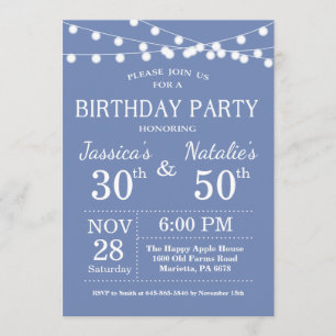 Adult Joint Birthday Party Invitation Blue