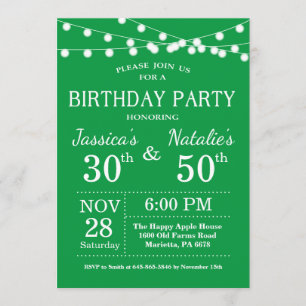 Adult Joint Birthday Party Invitation Green
