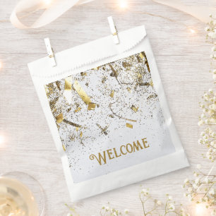 Adult Joint Double Birthday Party   White Gold Favour Bag