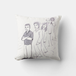 Adult Man with Arms Folded Standing in Front of Fo Throw Pillow