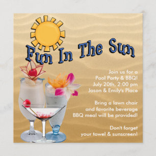 Adult Pool Party and BBQ Invitation