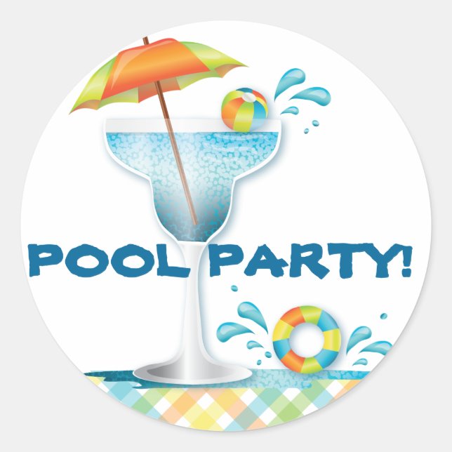 Adult Pool Party Summer Cocktail Sticker (Front)