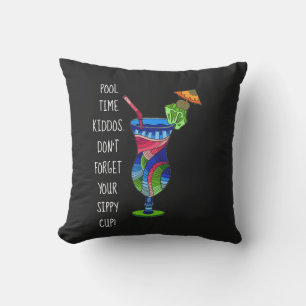 Adult Sippy Cup (black), Cute Pool Outdoor Pillow