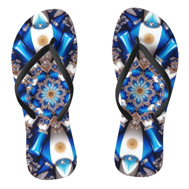 Adult Slim Straps with Argentinian Colours Flip Flops (Footbed)