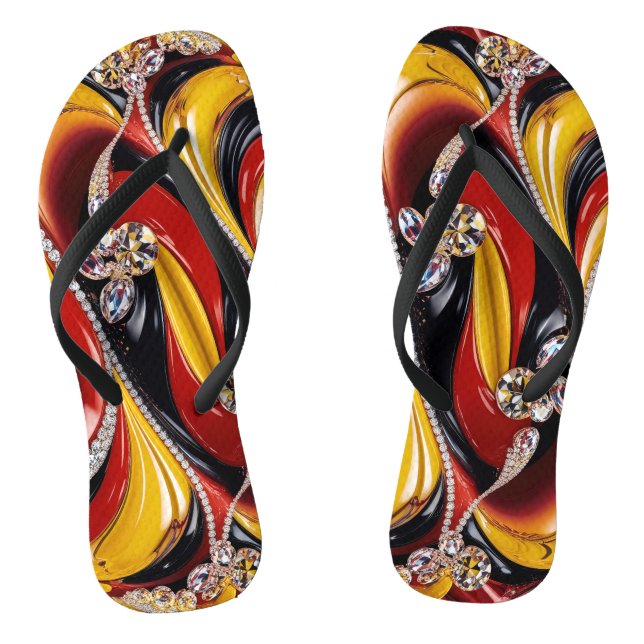Adult Slim Straps with Belgian Colours Flip Flops (Footbed)