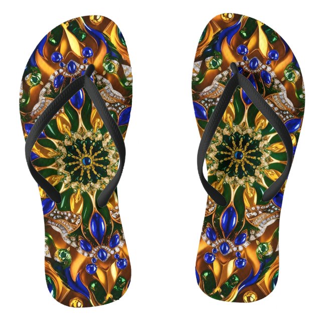 Adult Slim Straps with Brazil Colours Flip Flops (Footbed)